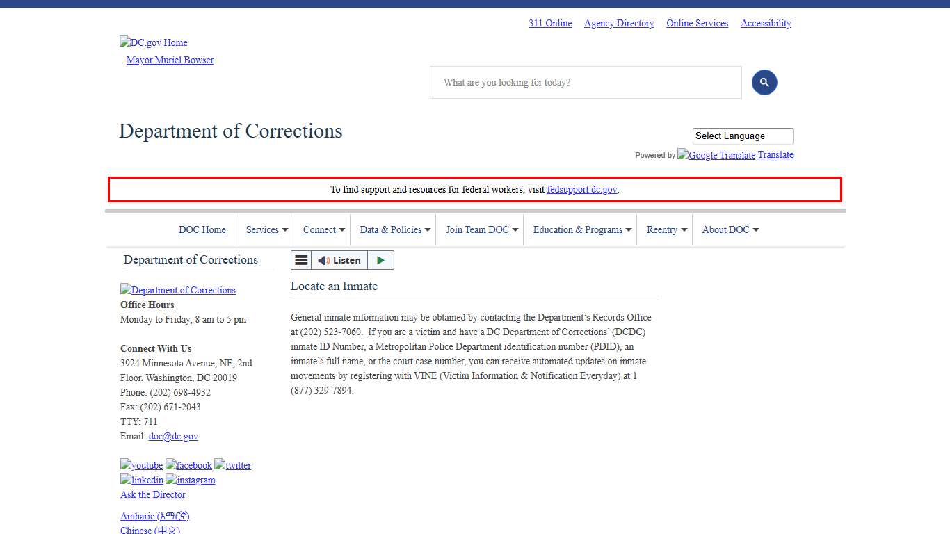 Locate an Inmate | doc